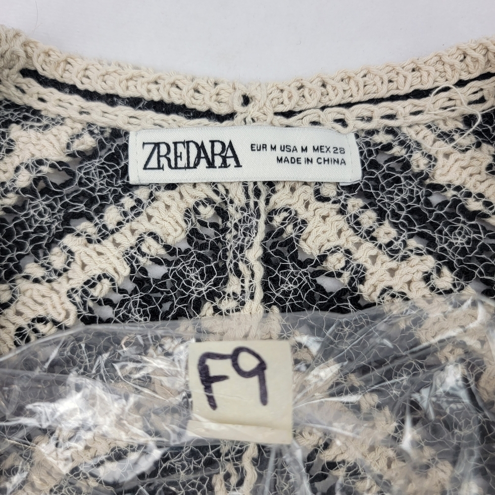 NWOT Zredara black and cream open front cardigan jacket - Picture 5 of 5